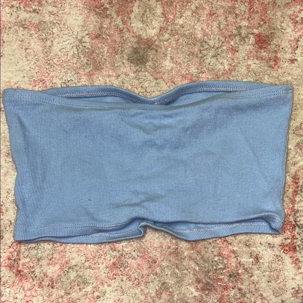 Blue Ruched Bandeau Top - Picture 3 of 3